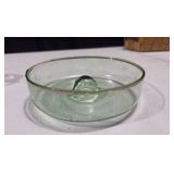 Hand Blown Vintage Green Glass and Candle Holders
