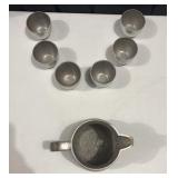 Pewter Pitcher with 6 Pewter Cups