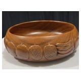Large Vintage Wood Fruit Bowl and Ornate Hand Carved Wooden Nut Cracker