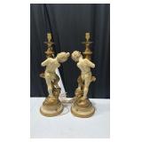 Vintage Cherub Lamp Set