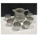 Pewter Pitcher with 6 Pewter Cups
