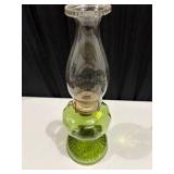 Vintage Green Glass Oil Lamp