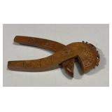 Large Vintage Wood Fruit Bowl and Ornate Hand Carved Wooden Nut Cracker