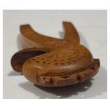 Large Vintage Wood Fruit Bowl and Ornate Hand Carved Wooden Nut Cracker