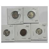 Lot of 5 Vintage Coins