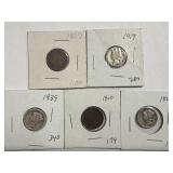 Lot of 5 Vintage Coins