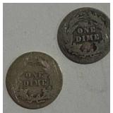 Lot of 2 Liberty Dimes