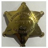 Arizona Territory Brass US Marshal Badge