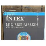Intex Elevated 18" Pillow Rest Queen Air Mattress with Internal Pump - Off-White/Blue