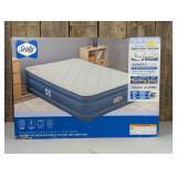 Sealy AlwayzAire Tough Guard Duvet Top Air Mattress Queen with Built-in Dual Pump