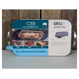Charbroil Deep Dish and Cutting Board Stainless Steel Heat-Resistant Grill Topper Black/Silver