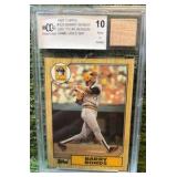 1987, Barry Bonds, TOPPS (#320)  Rookie Card (BCCG 10) W/ Game Used Bat Relic Pirates