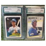 (2) Ken Griffey Jr Lot- 1989 Topps Traded #41 RC Graded 10 & 1989 Fleer #548 Graded 10 GEM MINT