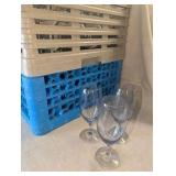 Lot#1 of 2 Crates Smokey blue gray crystal water goblets (32)
