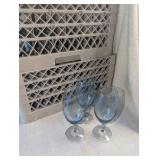 Lot #2 of 2 Crates Smokey blue gray crystal water goblets (32)
