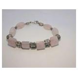 925 Bead Rose Quartz Bracelet, size 8