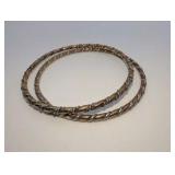 Vintage copper and silver twisted bangle bracelets, set of two, size 9