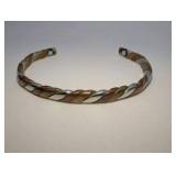 Sergio Lub twisted cuff bracelet features a tri-color design- copper, brass, and German silver | Size 7