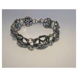 Vintage Floral Filigree Sterling Silver Bracelet, Size 6