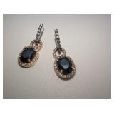 Black Onyx and Genuine Diamond Rose Gold Plated 925 Drop Earrings