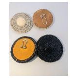 Handmade, large, circular beaded earrings, set of 2