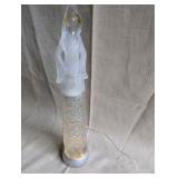 Cracker Barrel frosted acrylic angel lamp, water-filled base with swirling silver glitter