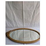 Antique Victorian wall mirror, beautifully carved oak frame and a distinct oval design
