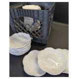 Crate of (28) Maison Versailles Blanc Colette salad plates
