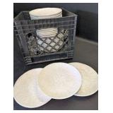 Crate of (26) Maison Versailles "Blanc Colette" handcrafted dinner plates