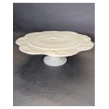 Vintage Indiana Glass Colony Harvest grape cake stand is crafted from white milk glass