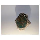 Sterling Silver Ring Size 6,distinctive bloodstone gem- ornate, nature-inspired frame