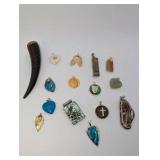 Natural Stone, Gold Filled, Shell Pendant Lot of 15