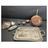Vintage Silver-plated/Copper Lot | Bowls, Tray, Lids