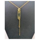 Louis Vuitton Zipper 14k Gold-plated chain CZ Necklace Repurposed | Adjustable