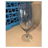 Lot#1 of 2 Crates Smokey blue gray crystal water goblets (32)