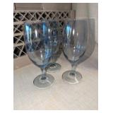 Lot #2 of 2 Crates Smokey blue gray crystal water goblets (32)