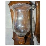 Vintage wooden wall sconces, floral glass (2)