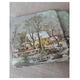 Currier & Ives "The Old Grist Mill" coasters