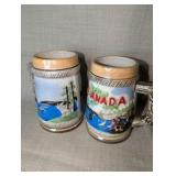 Vintage Canada ceramic beer steins manufactured in Japan