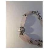 925 Bead Rose Quartz Bracelet, size 8