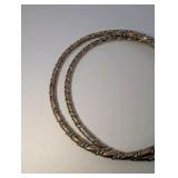 Vintage copper and silver twisted bangle bracelets, set of two, size 9