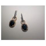 Black Onyx and Genuine Diamond Rose Gold Plated 925 Drop Earrings
