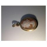 Vintage Cameo Pendant-Carved Shell, 1/20 12KGF