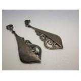 Sterling silver dangle earrings- intricate, antique-style filigree design