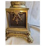 Vintage table lamp, Hollywood Regency style lantern lamp,brass-plated metal and clear crystal accents