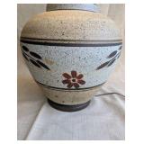 Vintage speckled ceramic table lamp, floral