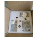 NIB, Open Box, Crystal raindrop chandelier, 9.5" Circular Metal Base