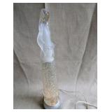 Cracker Barrel frosted acrylic angel lamp, water-filled base with swirling silver glitter