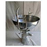 Large Plated Cast Metal Deer Head Serving/Ice/Punch Bowl, MSRP $1,500