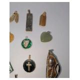 Natural Stone, Gold Filled, Shell Pendant Lot of 15